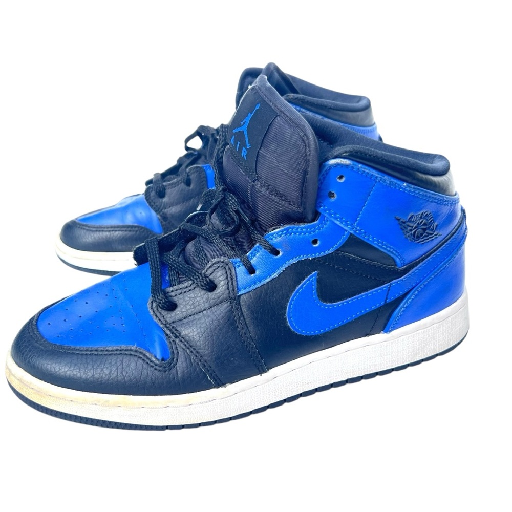 Nike Air Jordan 1 Mid Hyper Royal GS BLACK HYPER ROYAL WHITE 554725-077 6.5 Y